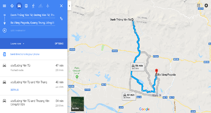 Chùa Ba Vàng cách Yên Tử bao nhiêu km